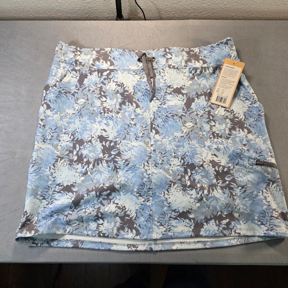 Marika‎ Slated Skort XXL Brushed Nickel Floral Shadow Blue Athletic Skirt NWT